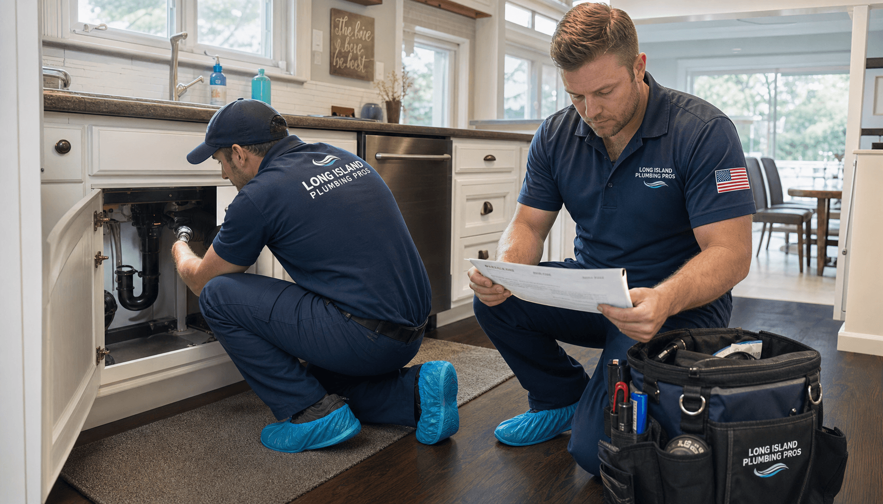 All Suffolk Plumbing crew working on a Suffolk County job